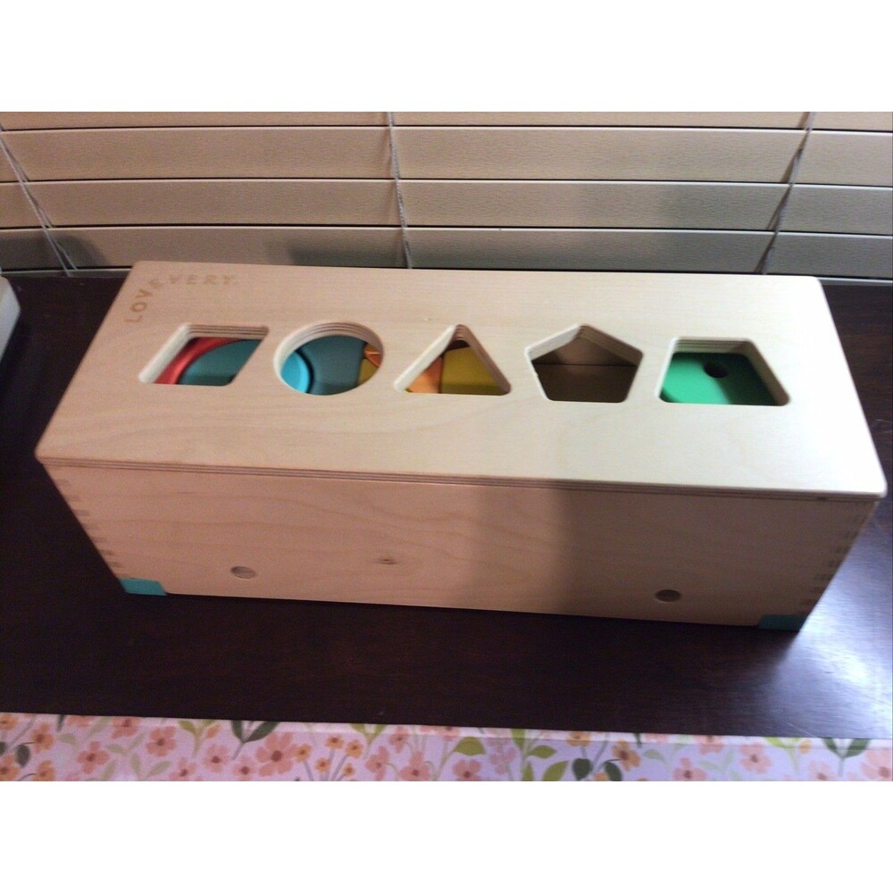 LOVEVERY The Block Shape Wooden Montessori Kids 55 Piece Set